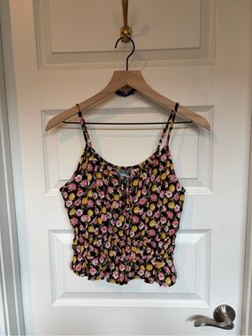 Black Floral Smocked Cami